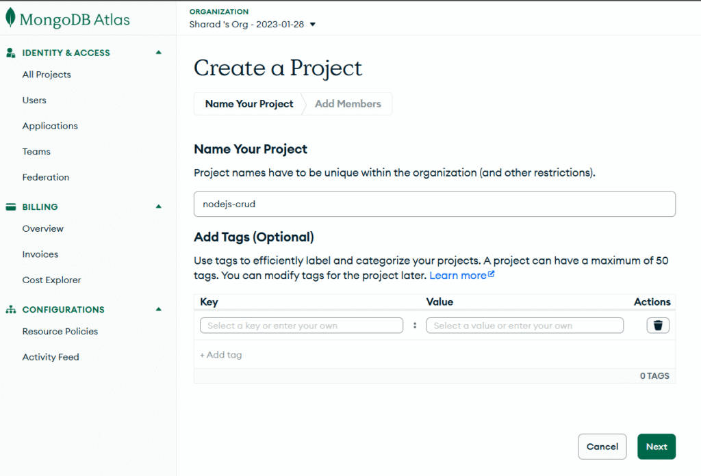 Finding the MongoDB URI: complete crud application  with node express and mongodb
