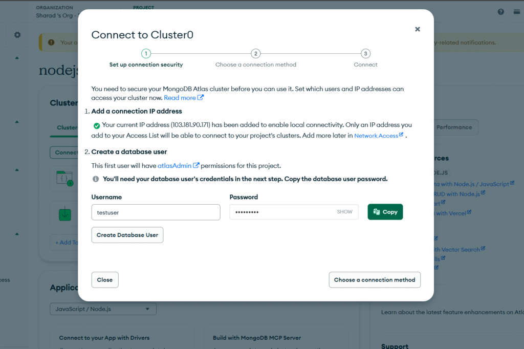 Finding the MongoDB URI: complete crud application  with node express and mongodb

