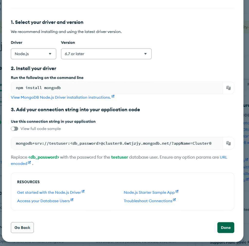 Finding the MongoDB URI: complete crud application  with node express and mongodb
