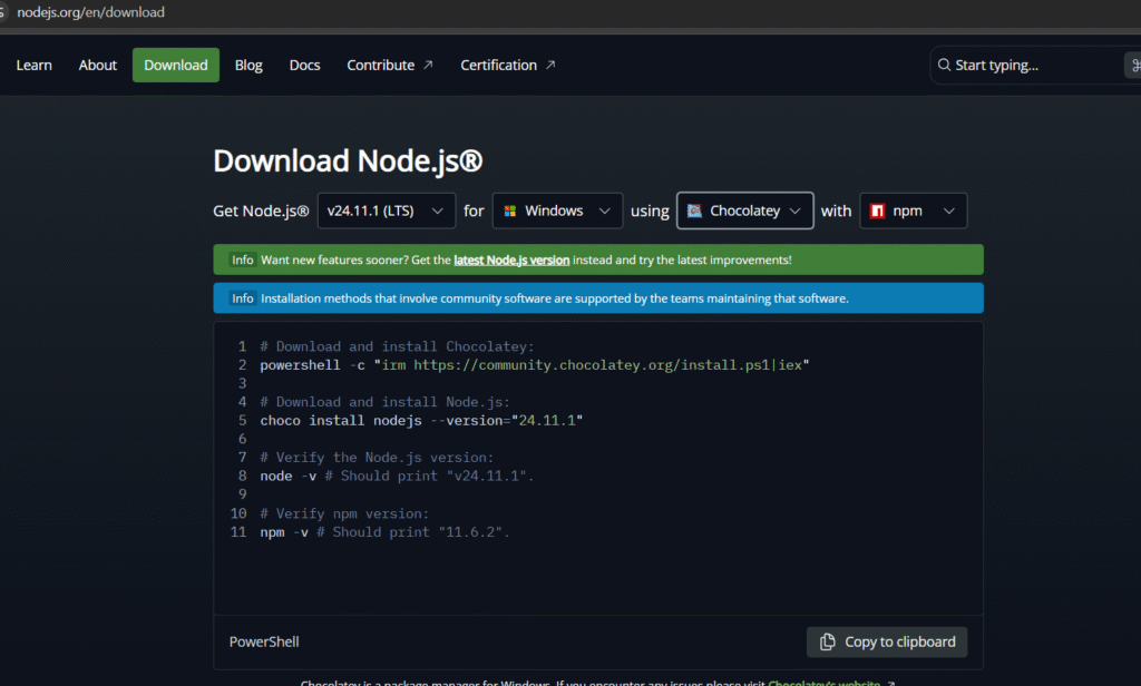 node js download link